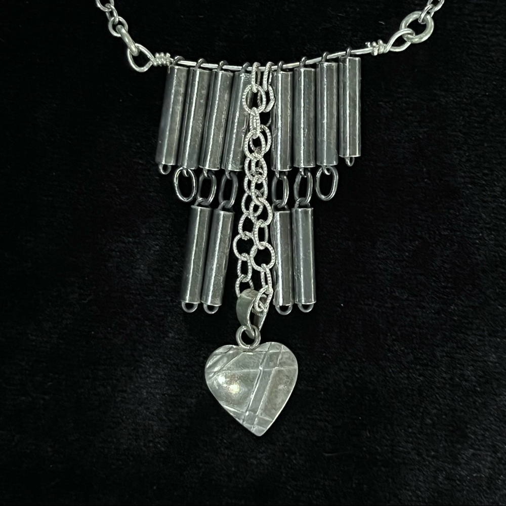 Handmade “Wrapped Heart” Mixed Metals Silver Charm Necklace